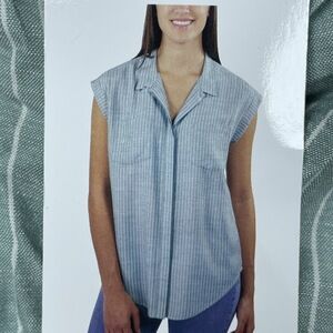 Jachs Girlfriend Women's XL Striped Blouse Green Rayon d1325